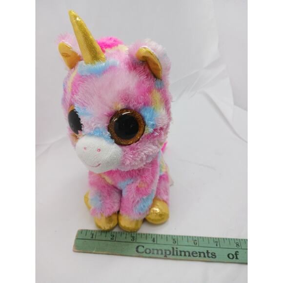 TY Beanie Boos Fantasia 10" Plush Toy Stuffed Animal Unicorn Pink Pastel Glitter - Picture 9 of 9